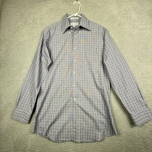 Paul Fredrick Mens Slim Fit Plaid‎ Dress Shirt 15 1/2 34 Non Iron Cotton